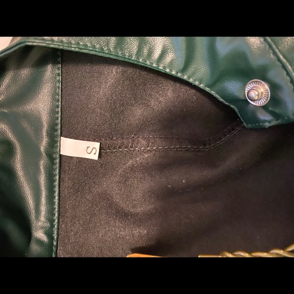 Dark green faux leather motorcycle jacket - Picture 3 of 3